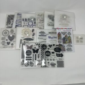 Mixed Lot of 13 My Acrylic Close to My Heart Retired Stamp Sets/Embossing Folder